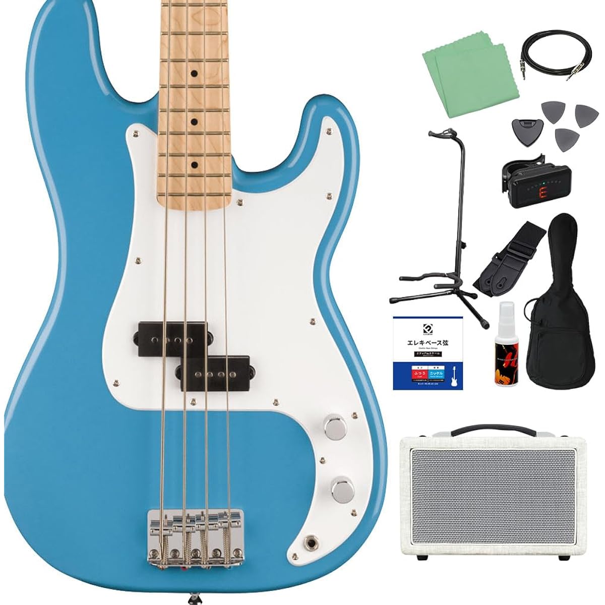 Squier by Fender SONIC PRECISION BASS California Blue 12-piece bass beginner set [Shimamura Music's best-selling bass amp included] Precision bass, maple fretboard, Squier