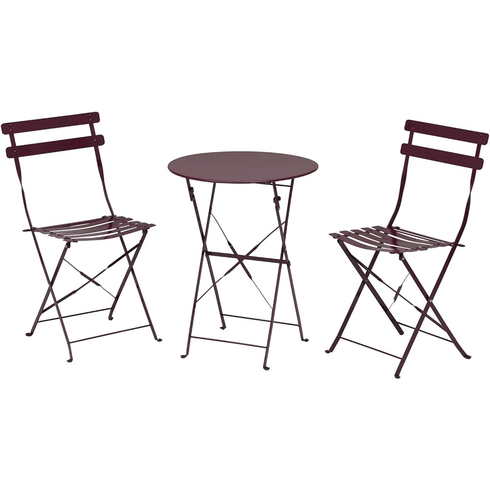Takasho Foldable Fort Cafe Table Burgundy 55.5 x 55.5 x 70cm