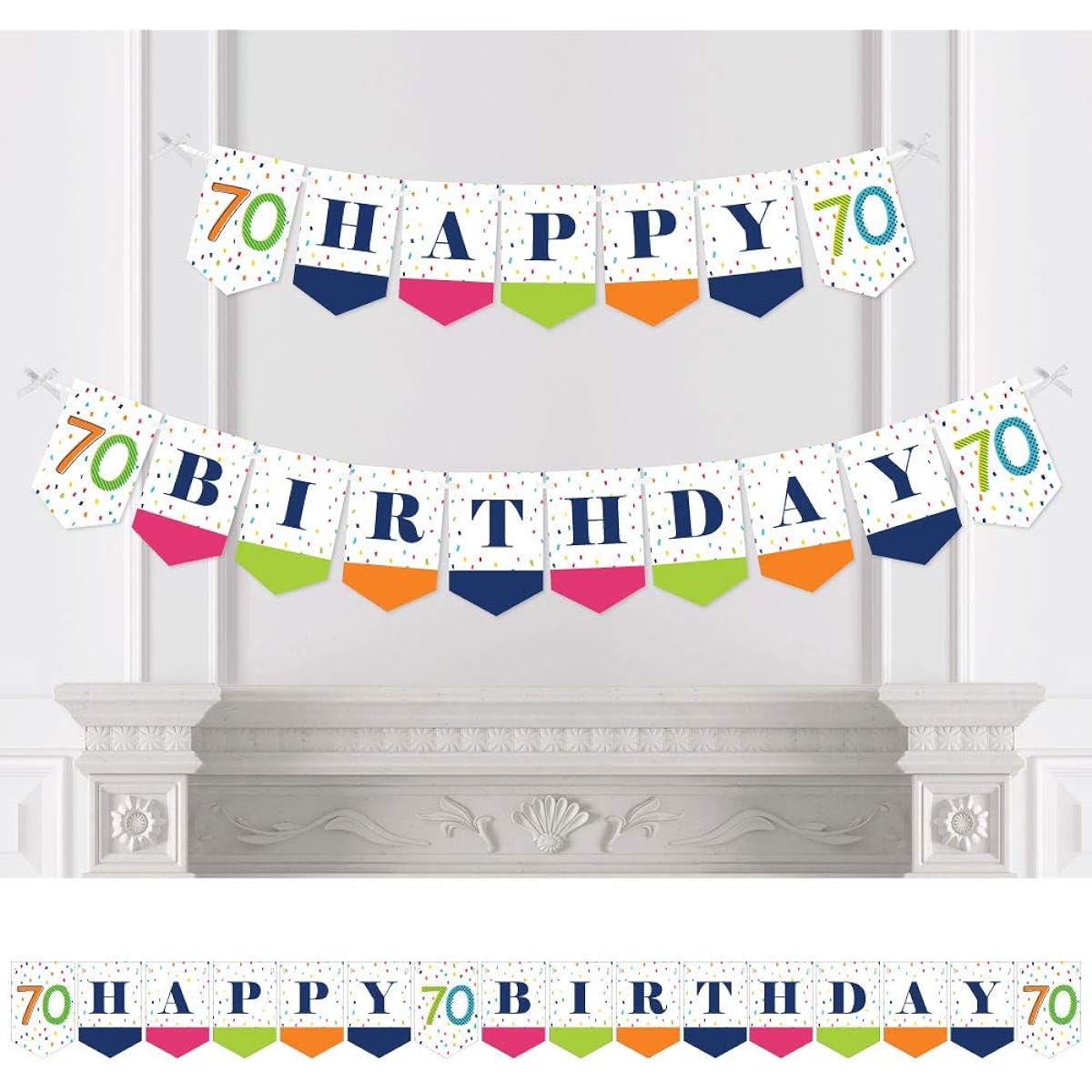 Big Dot of Happiness 70th Birthday - Cheerful Happy Birthday - Colorful Seventies Birthday Party Banner - Birthday Party Decorations - Happy Birthday