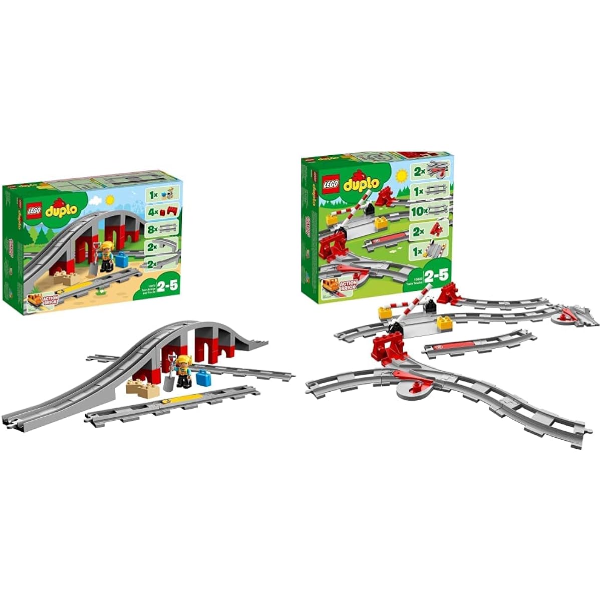 LEGO Duplo Expand your play! Railway bridge and rail set 10872 Educational toy Blocks Toy Boys Train & LEGO Duplo Expand your play! Railroad crossing rail set 10882 [Buy as a set]
