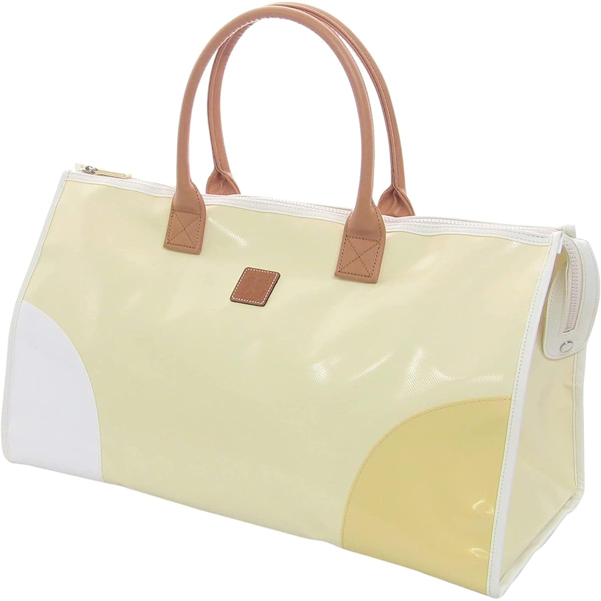 NAHOK Boston Bag "Departed" (fits C & H flutes, oboe and clarinet) Cream/White/Custard [Waterproof fabric made in Germany] Fabric from Germany, Made in Japan.