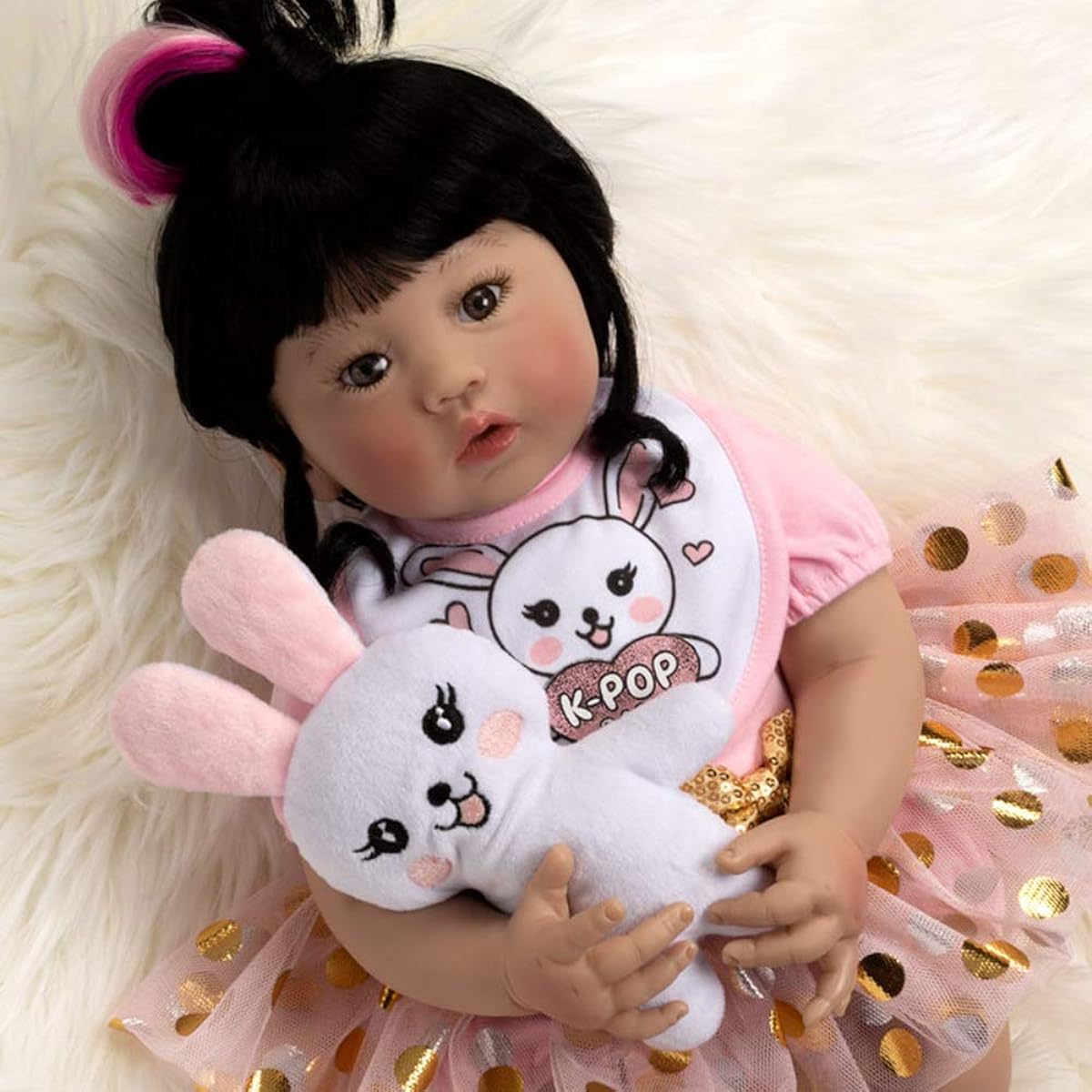Paradise Galleries Realistic Baby Doll K-Pop Girl 18 Inch Korean Reborn Doll Gentle Touch Vinyl & Weighted Body 5 Piece Gift Set