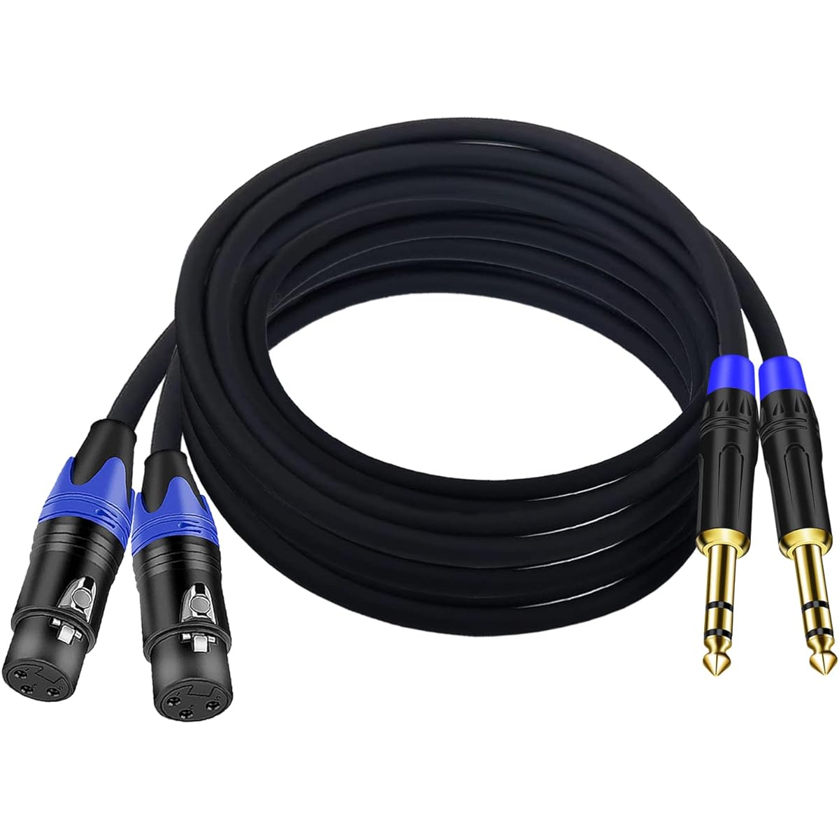 Seefeful Female XLR to 1/4" (6.35mm) TS Mono Jack Mic Cable Unbalanced 3 Pin XLR Female to Quarter Inch TS Plug Mic Cord for Dynamic Microphones - (10' - 2 Pack)
