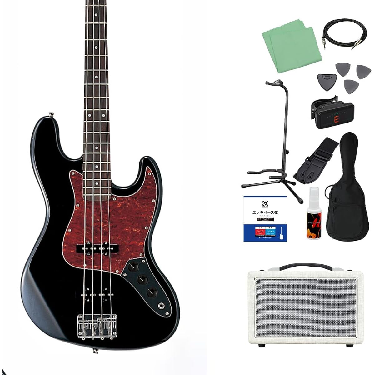 Photogenic JB240/T3P BK Bass Beginner 12-piece set [Shimamura Music's best-selling bass amp included] Jazz bass type Photogenic