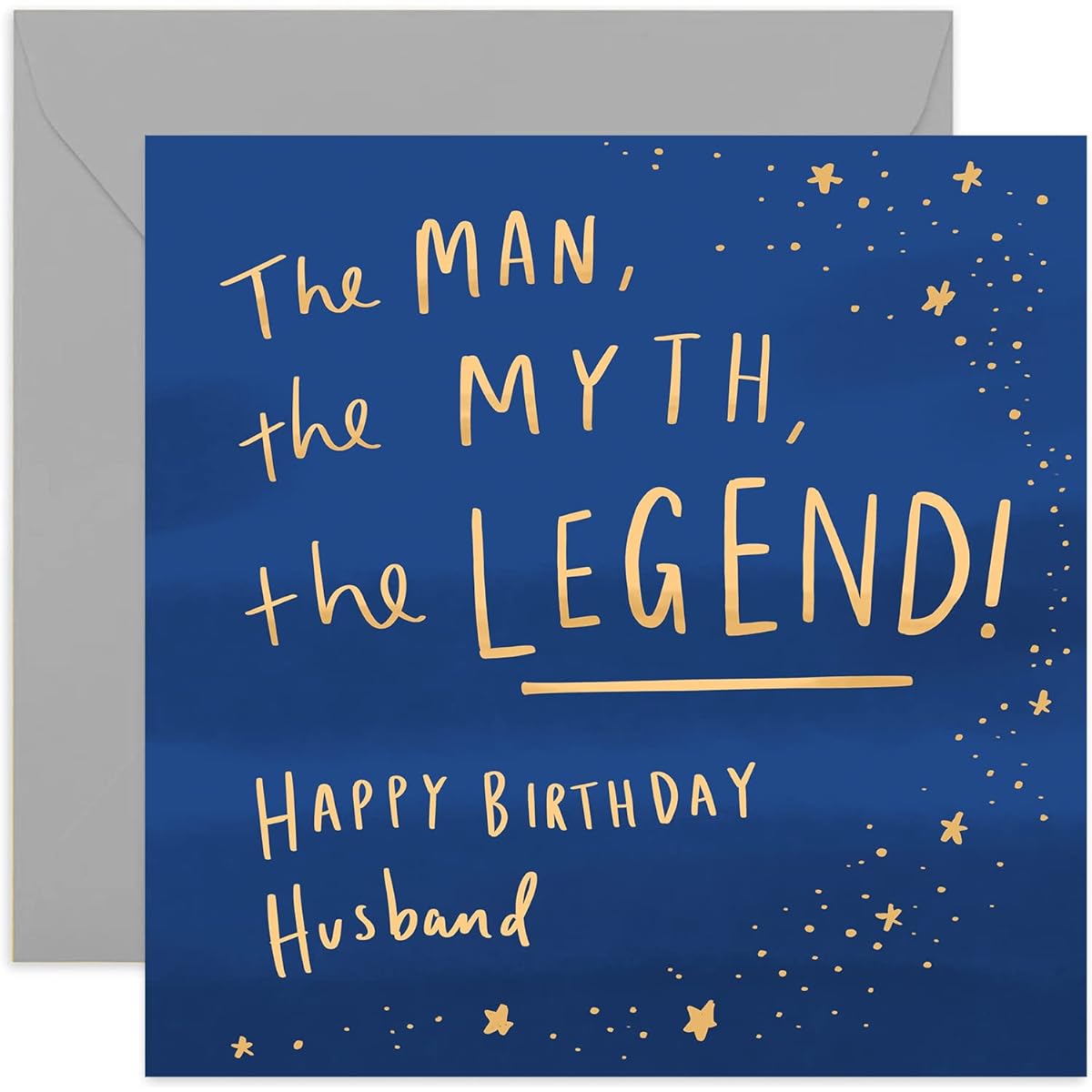 Old English Co. The Man Myth Legend Husband Card – Funny Birthday Card for Men | Humorous Joke from Wife Spouse to Husband | Blank Inside & Envelope Included (Legendary Husband Card)