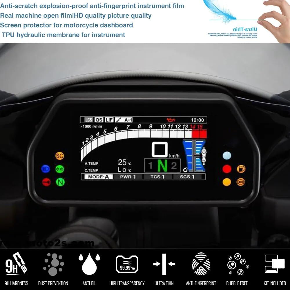 DEMUR Yamaha YZF R1 R1M R1S M/S YZF-R1 YZF-R1M YZF-R1S Cluster Scratch Cluster Screen Protection Film Protector Dashboard Screen Protector (Size : 5 PCS)