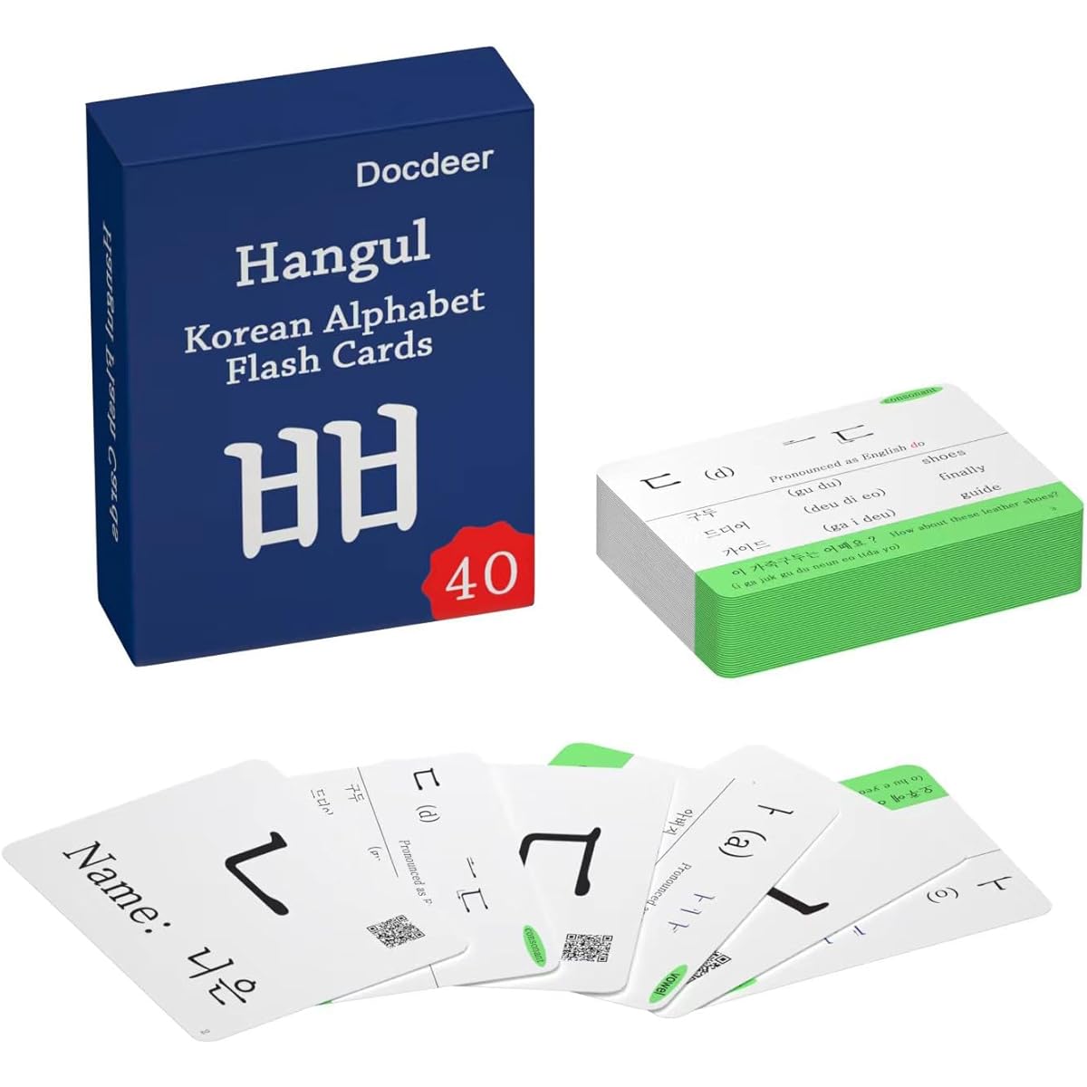 Hangul Korean Alphabet Syllabury Flash Cards for Beginners & Adults - Korean Education Learning Flash Cards - Pure Pronunciation Learning Video - Example Sentences and Vocabulary