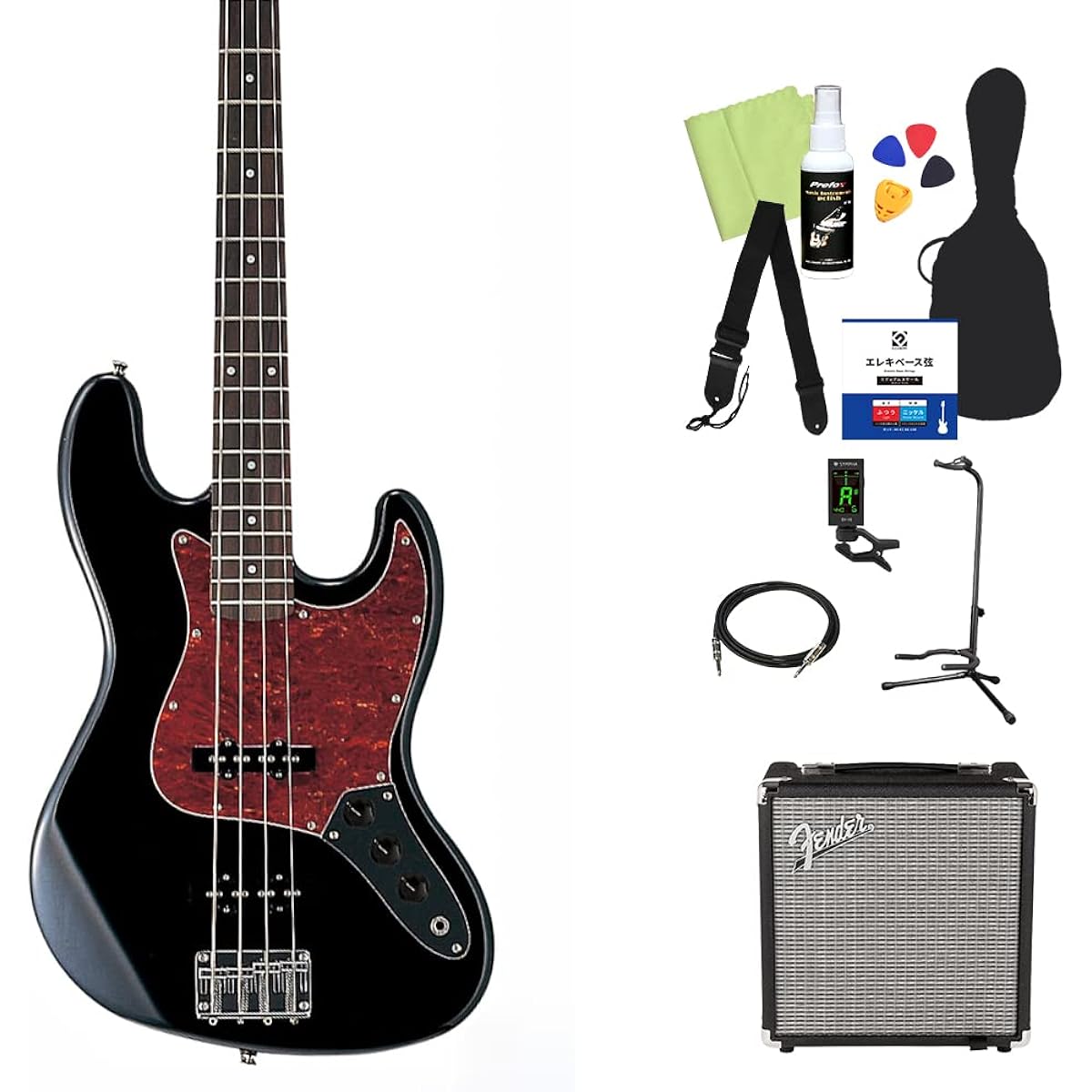 Photogenic JB240/T3P BK Bass Beginner 12-piece set [Fender amp included] Jazz bass type Photogenic