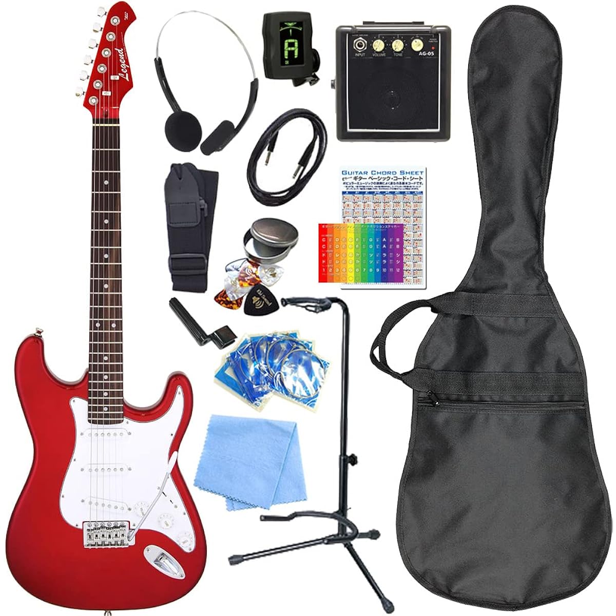 Electric guitar beginner set Stratocaster type mini amp 15-piece set Legend LST-Z CACA [98765]