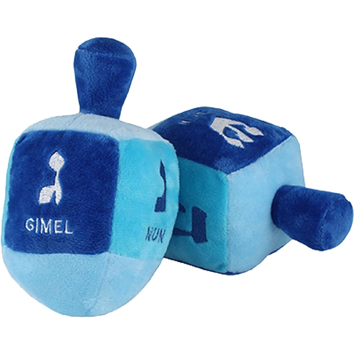 Aviv Judaica Plush Dreidel with Rattle for Chanukah, 6" x 3", Hebrew Dreidel Letters and English Translation, My First Chanukah Gift, Pack of 6