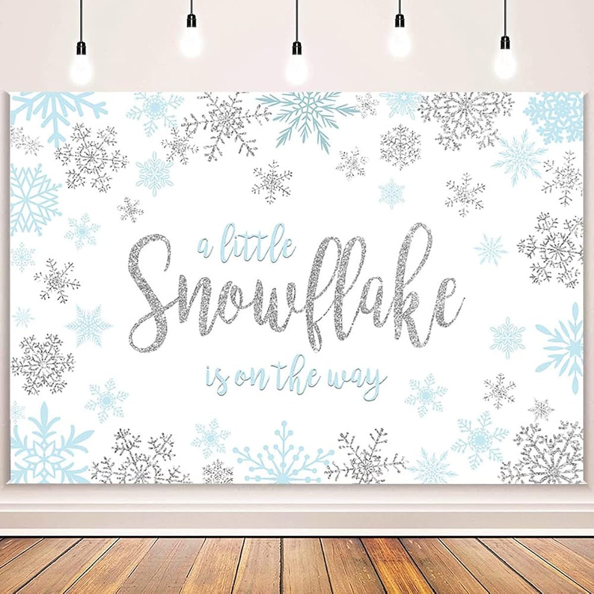AIBIIN Snowflake Baby Shower Backdrop for Boy, A Little Snowflake is On The Way Baby Shower Decorations Photo Background Wonderland Snowflake Baby Shower Photo Shoot Banner Booth Studio Vinyl 7x5ft