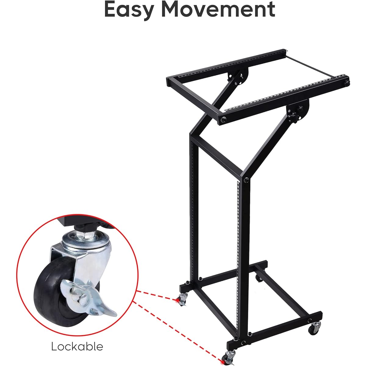 AW Rolling DJ Mixer Stand Stage Cart Adjustable Rack Mount Studio Equipment Music Party Show 12UX