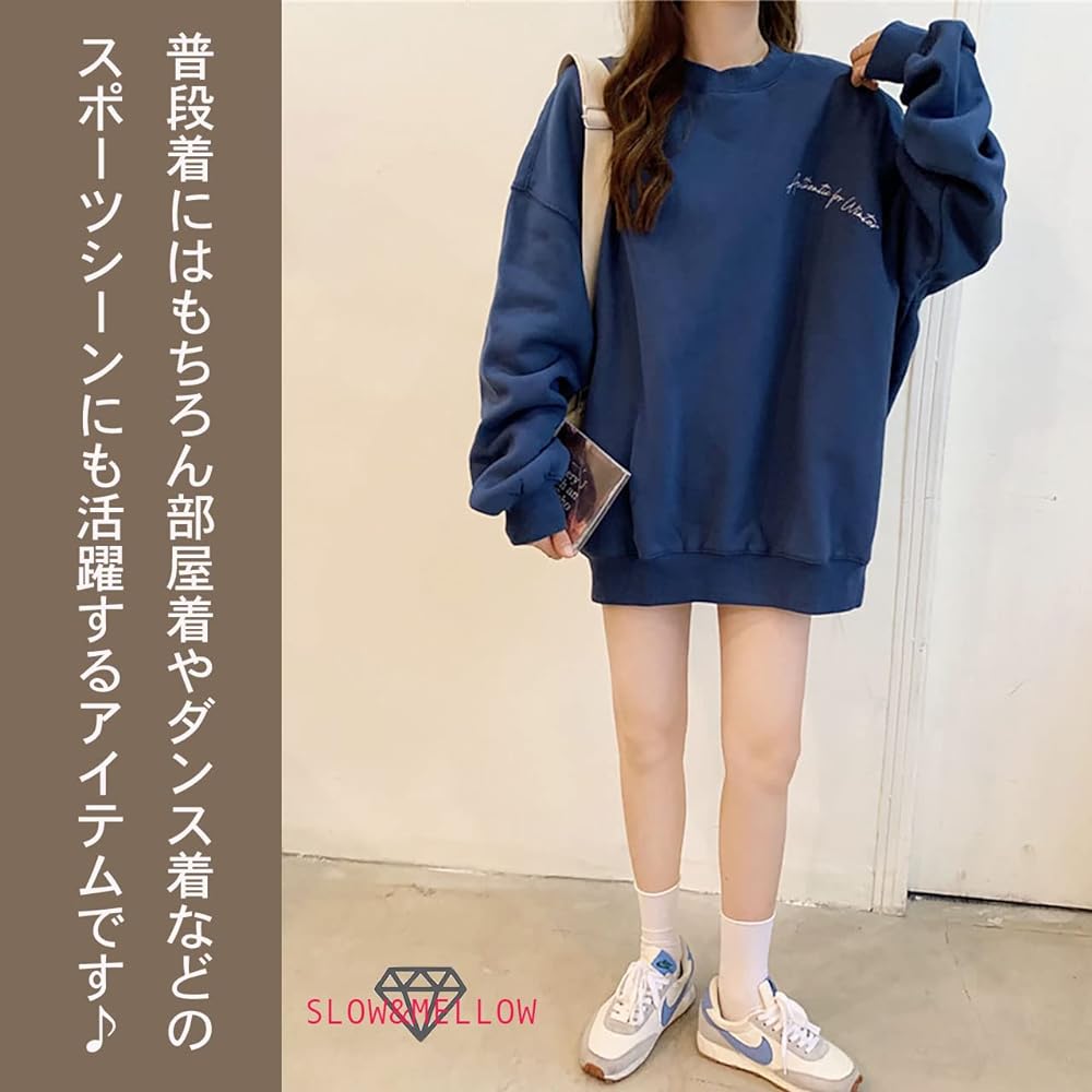 [SLOW & MELLOW] Sweatshirt Oversized Big Silhouette Loose One Point Logo Simple Korean Style 4 Colors