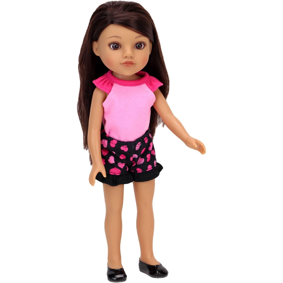 Sophia's 14 1/2 Inch Black Doll Shoes Ballet Flats & Light Pink Sneakers Shoes Set Perfect for Wellie Wishers and More