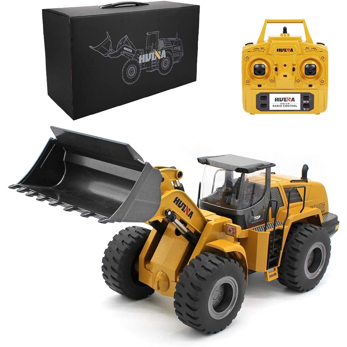 Ailejia 1/14 RC Wheel Loader 10 Channel Remote Control Front Loader Construction Tractor 2.4GHz Metal Bulldozer Toy