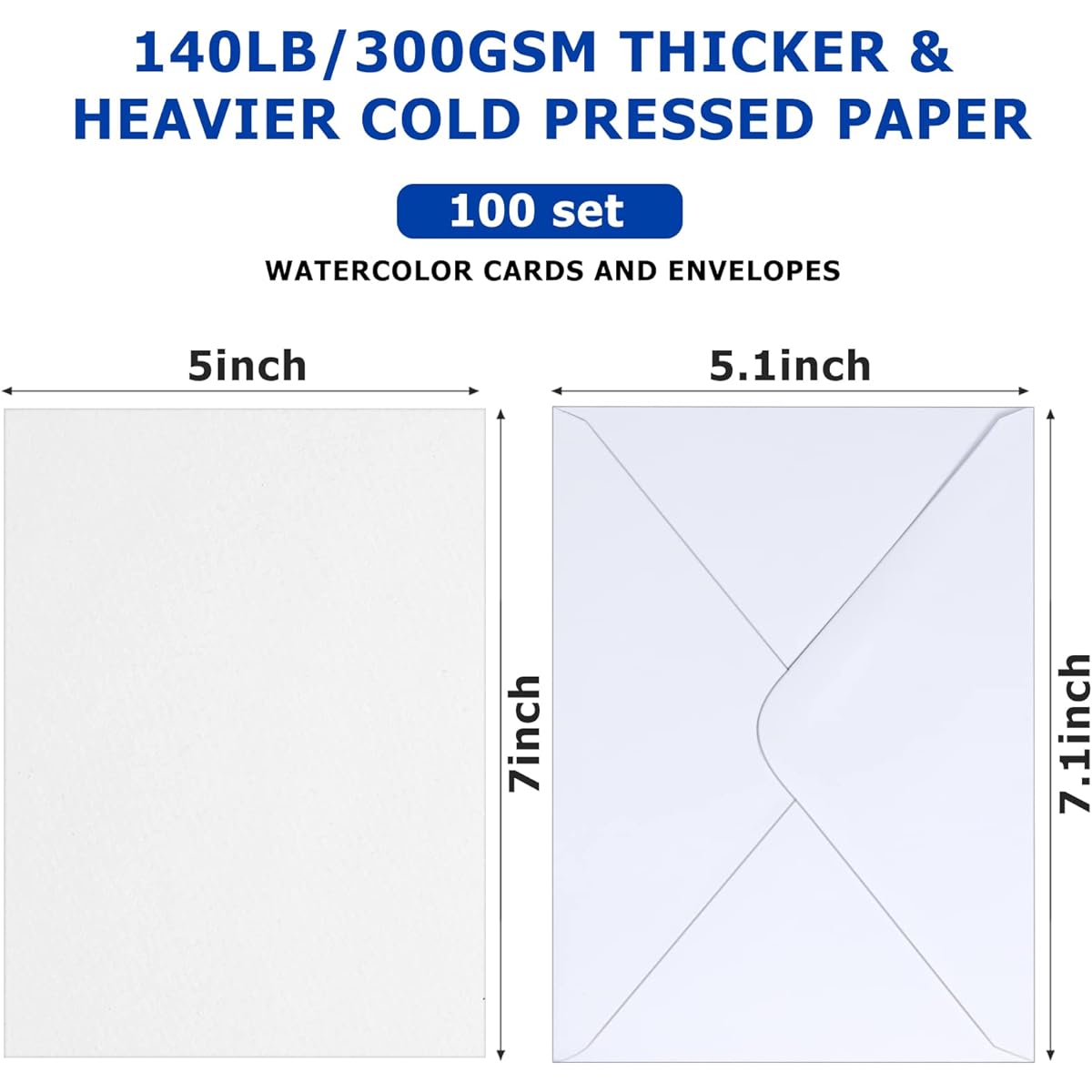 100 Sets Blank Cards and Envelopes 140lb/300gsm Watercolor Blank Greeting Cards 4 x 6 Inch Plain Invitation Cards White Cards with Envelopes for Baby Shower Wedding Christmas Party Supplies