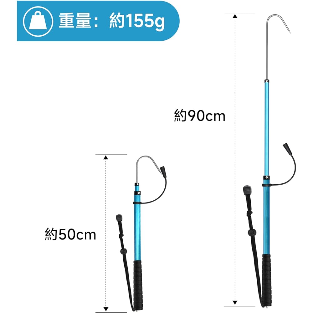 SANLIKE Gaff Fishing Fish Gaff Telescoping Aluminum Stainless Steel Fishing Tool Gripper Fishing 60cm~200cm