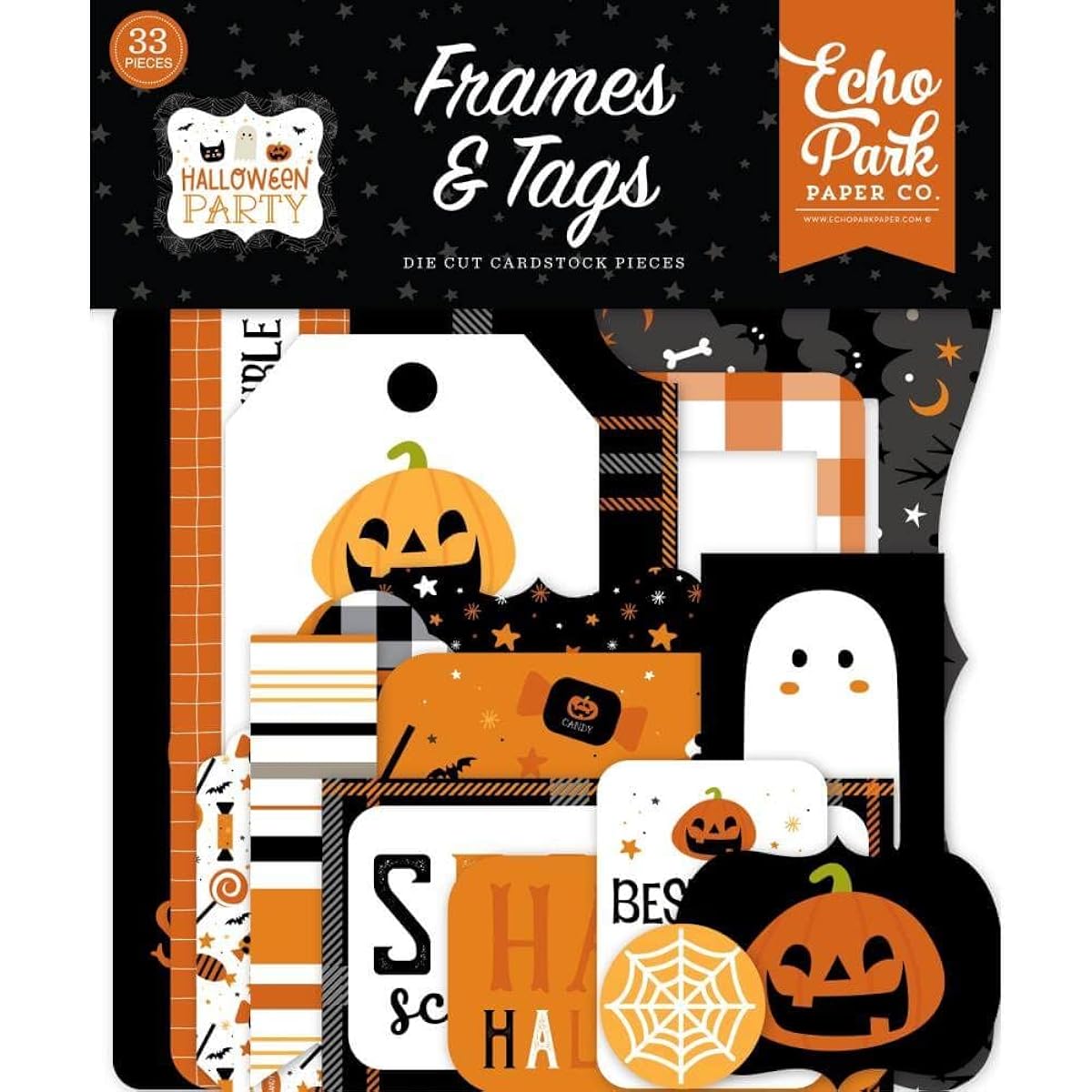 Echo Park Cardstock Ephemera 33/Pkg-Frames & Tags, Halloween Party -PA250025