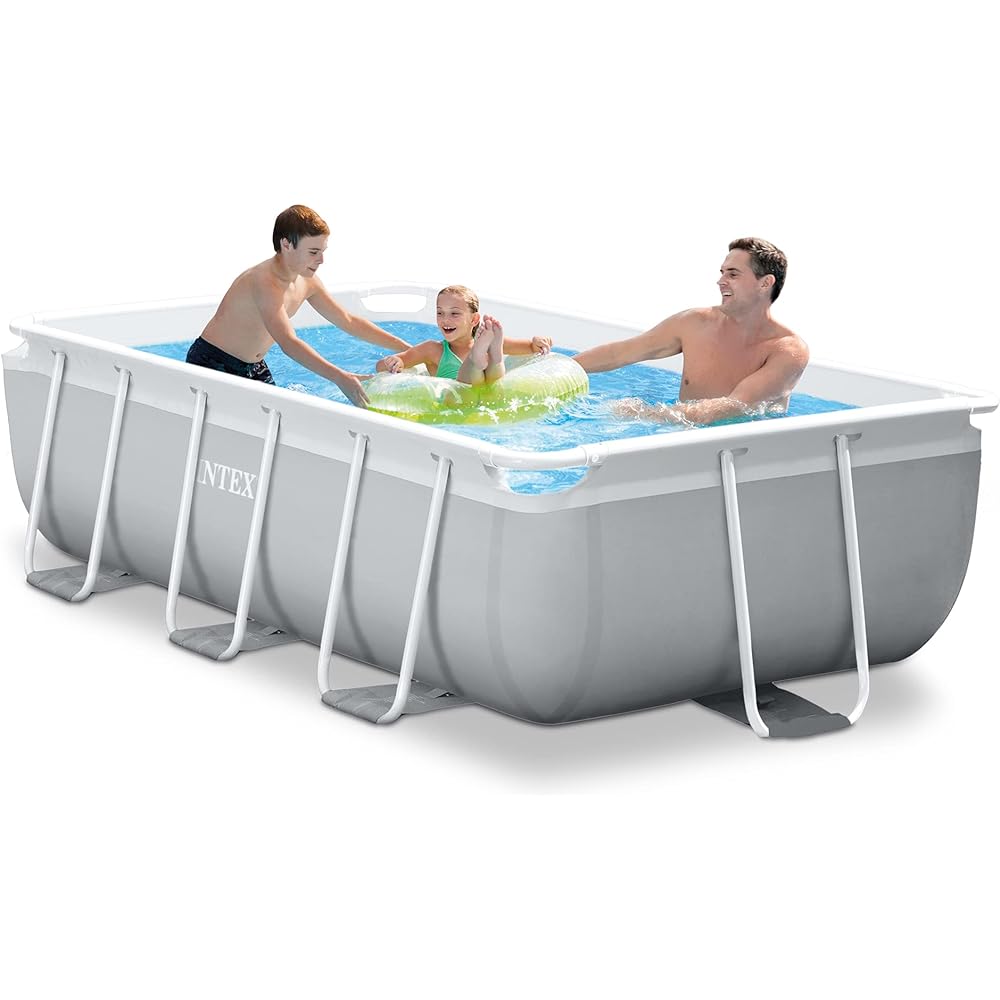 INTEX Large Pool Pool Prism Frame Rectangular Pool Set [Filter Pump, Ladder, Pool Cover Included] 300 x 175 x 80 cm [Genuine Japanese Product] 26783 Gray