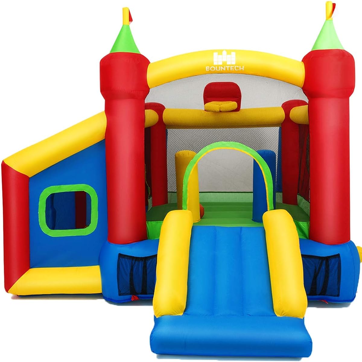 Inflatable Bounce House Bounce Trampoline Basketball Rim Dart Target Mystery House Football Play Area Kids Indoor or Outdoor Playhouse No Blower