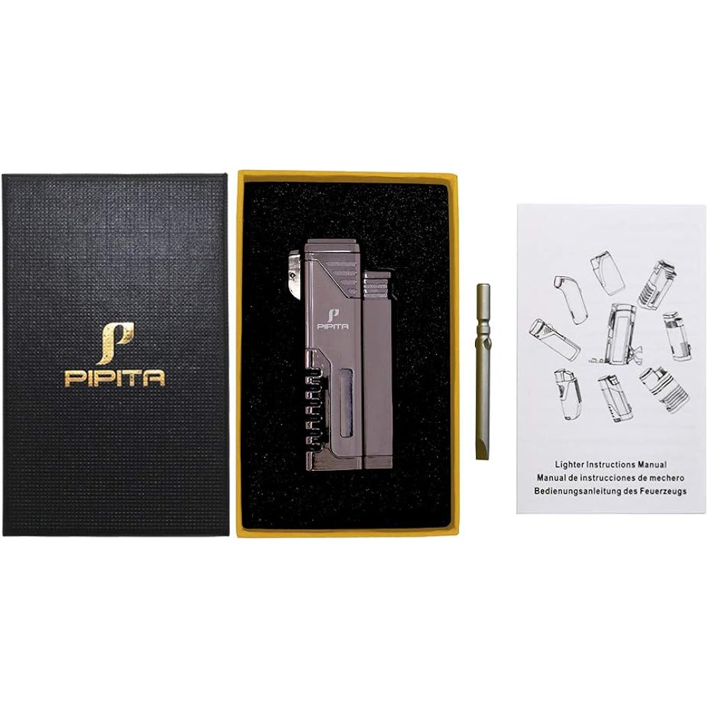 [High Quality] PIPITA Direct Injection Turbo Lighter Candle Gas Lighter Injection Type Jet Lighter Windproof Filling Type Outdoor Torch Ignition Gas Lighter (No Gas)