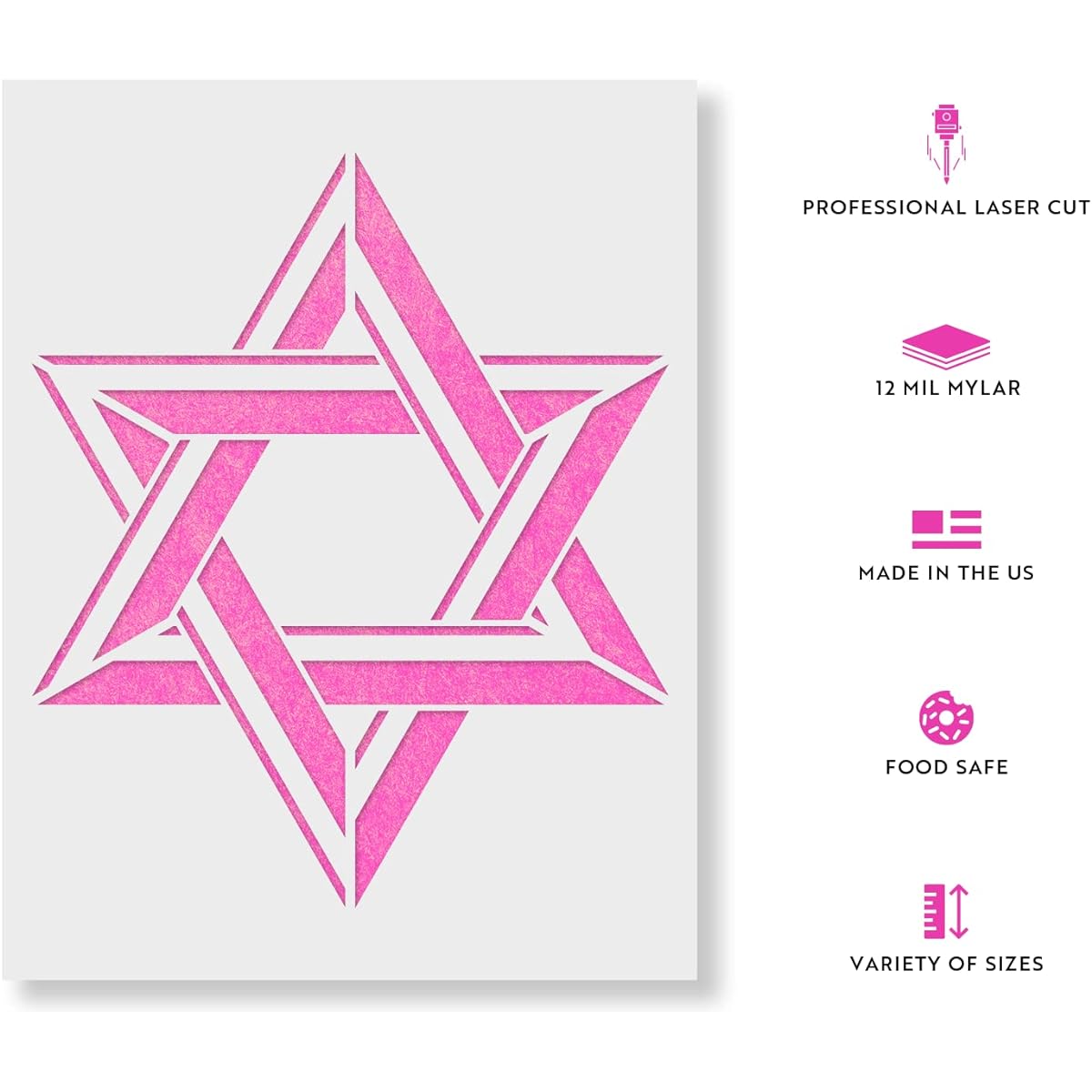 Star of David Stencil Template - Reusable Stencils for Painting Small & Large Sizes