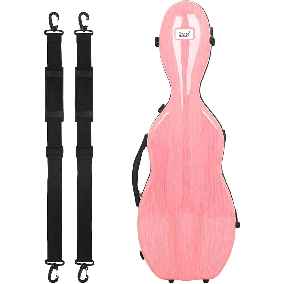 Oshhni Hard Violin Case for Beginners, Portable Violin Carrying Case, Violin Storage Box, Built-in Thermometer, Pink