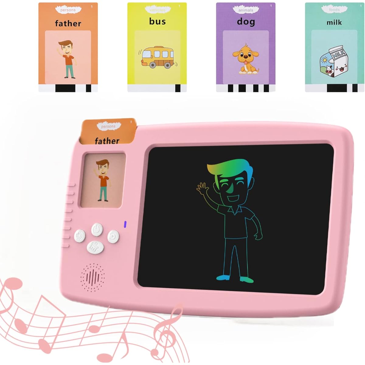 LCD Writing Tablet with Talking Flash Cards, Language Development Toys for Toddlers, 2022 Newest Doodle Board Writing Pad for Kids, Gift for Boys and Girls Ages 3-12