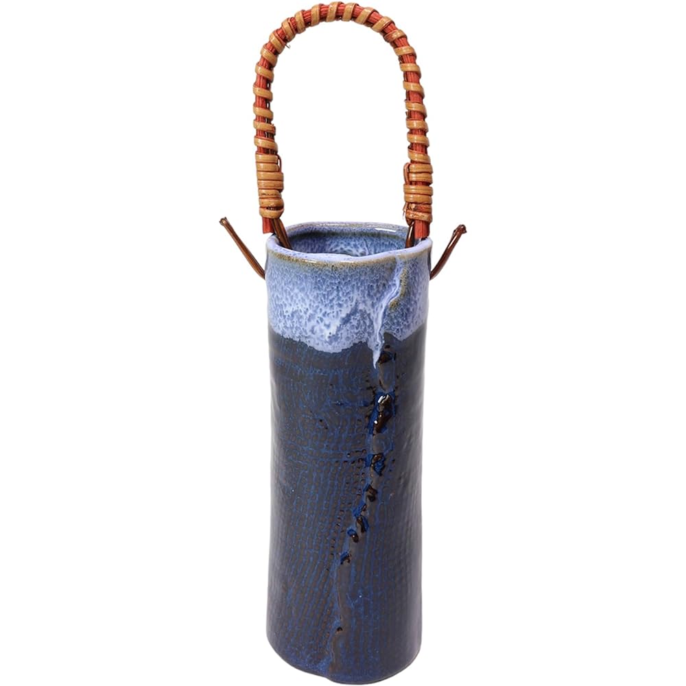 Set of 10 Mino ware vase, round vase with sea cucumber white vine [5 x 14.4cm] Interior