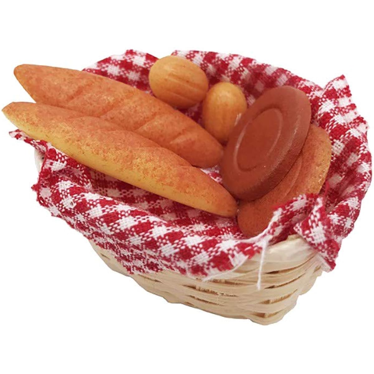 SXFSE Dollhouse Decoration Accessories 1/12 Mini Dollhouse Miniature Food Bread Toast with Basket Pretend Play Toys