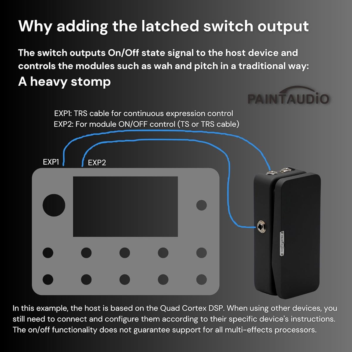 Paint Audio Foot Captain Dual Output Expression Pedal (EXP) Tip/Ring Connection Compatible with SWL Version with Latch Switch Output