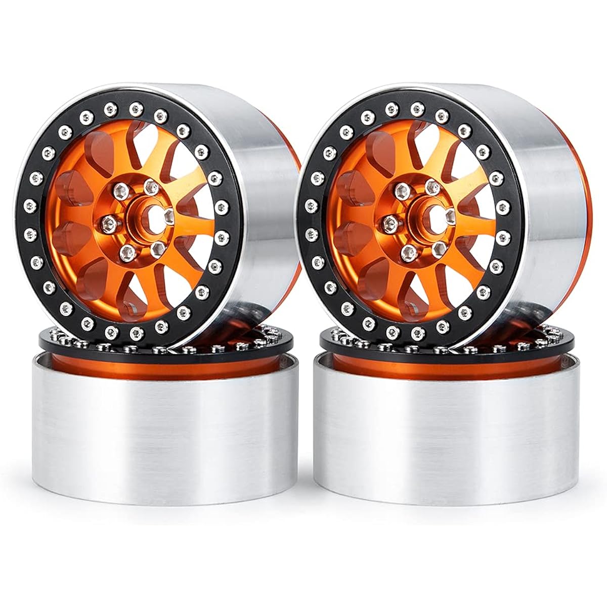 RCLIONS Aluminum Alloy 2.2inch RC Beadlock Wheel Rims 35mm for Axail Wraith RR10 TRX4 1/10th RC Crawler Truck Car 4pcs