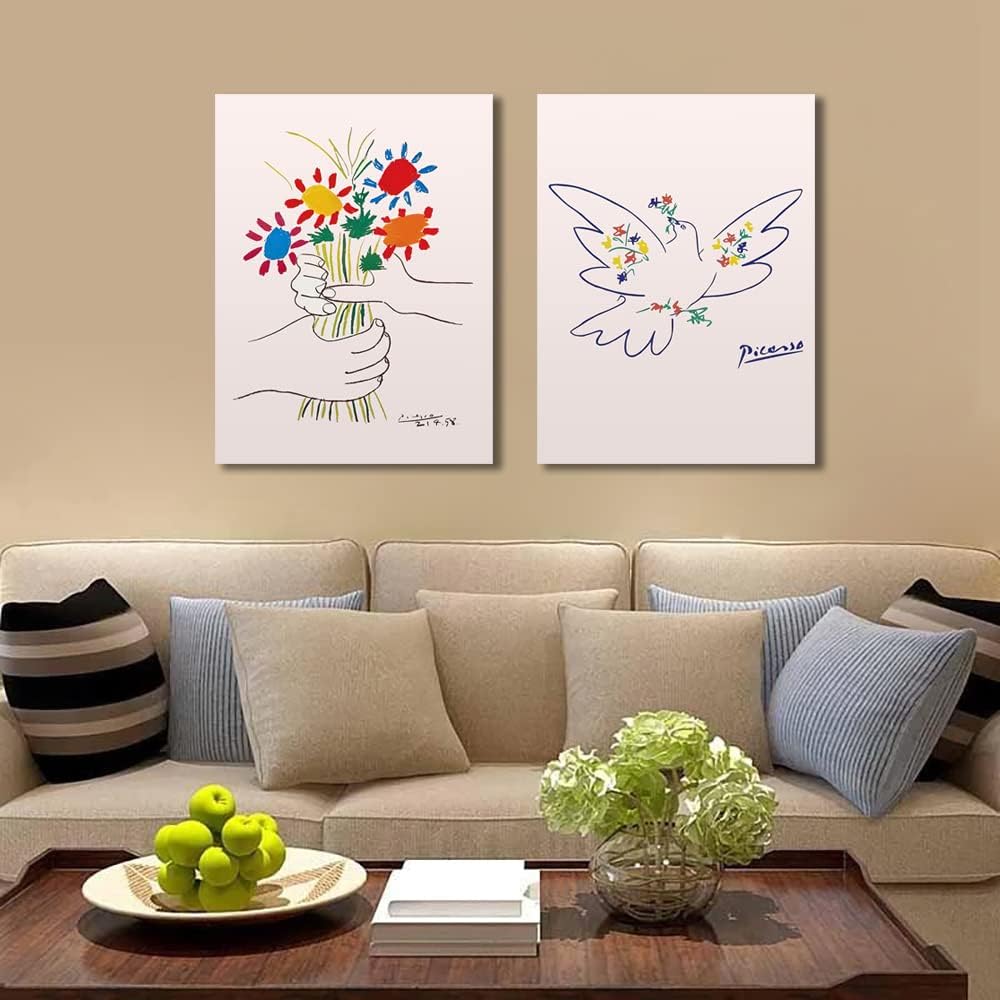 Picasso "Hand Holding a Bouquet" "Flowers and Doves" Picasso Poster Art Panel Picasso Painting Art Panel Art Frame Modern Poster Decorative Painting Canvas Decorative Painting Series Art Board Room Decoration Entrance Wall Hanging Wall Decoration Wall Pi