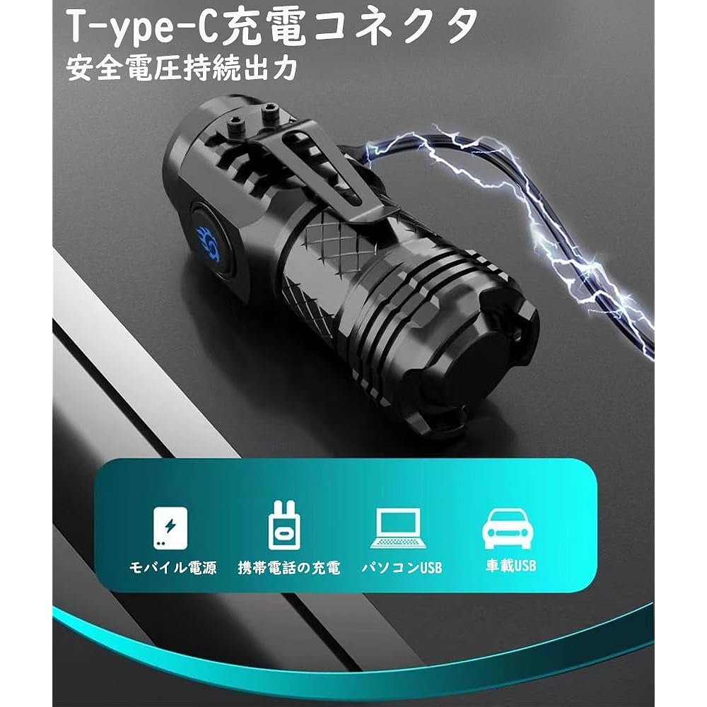Mini Size High Strength Flashlight, Ultra Brightness, Flashlight, Disaster Prevention, Powerful, Small, Rechargeable, Large 20 Hours of Lighting, Waterproof, Dustproof, Handheld, Zoom Adjustable, LED,