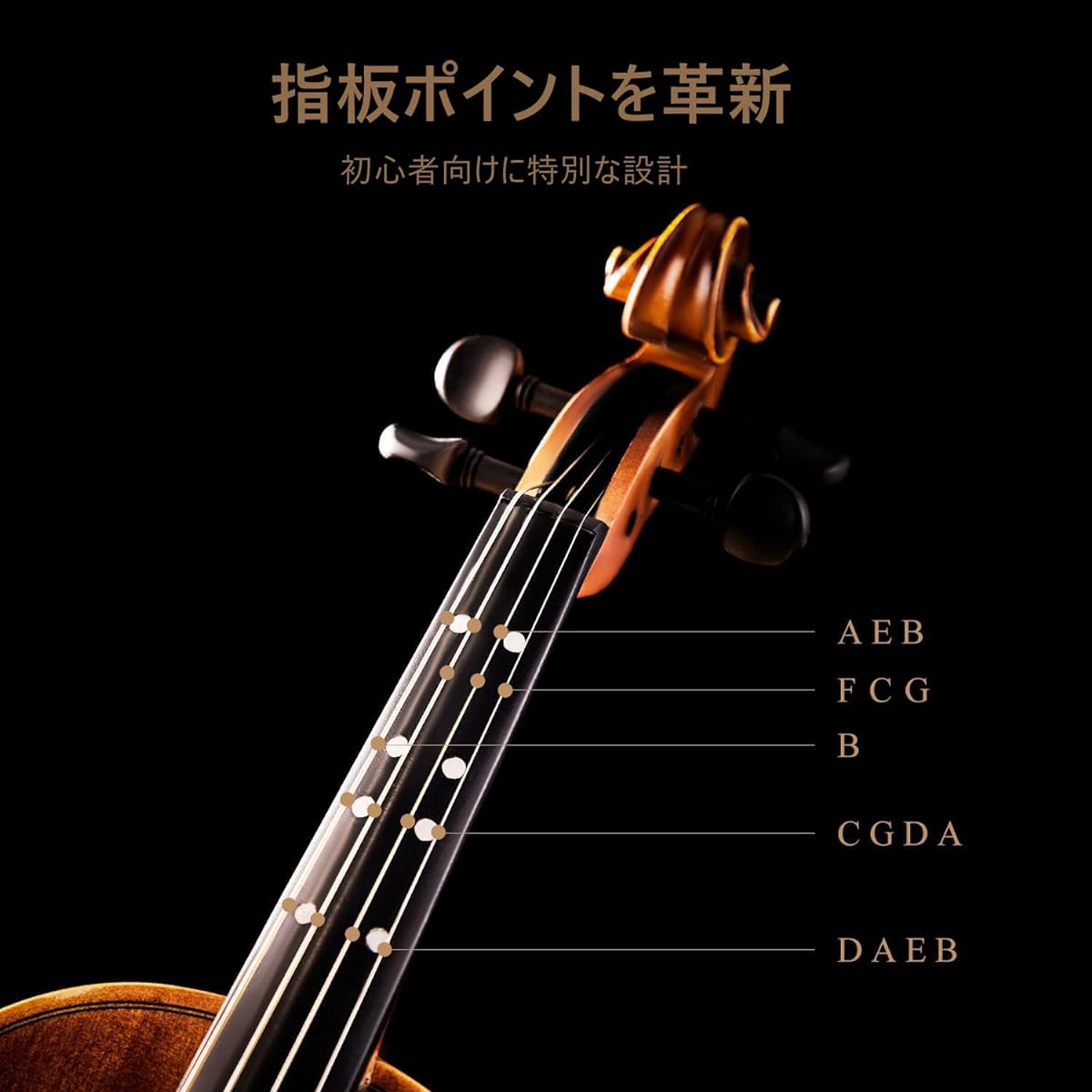 Eastar Violin Beginner Set, Matte, Fretboard Mark Tuner, Spare String Set Included, EVA-3 (4/4)