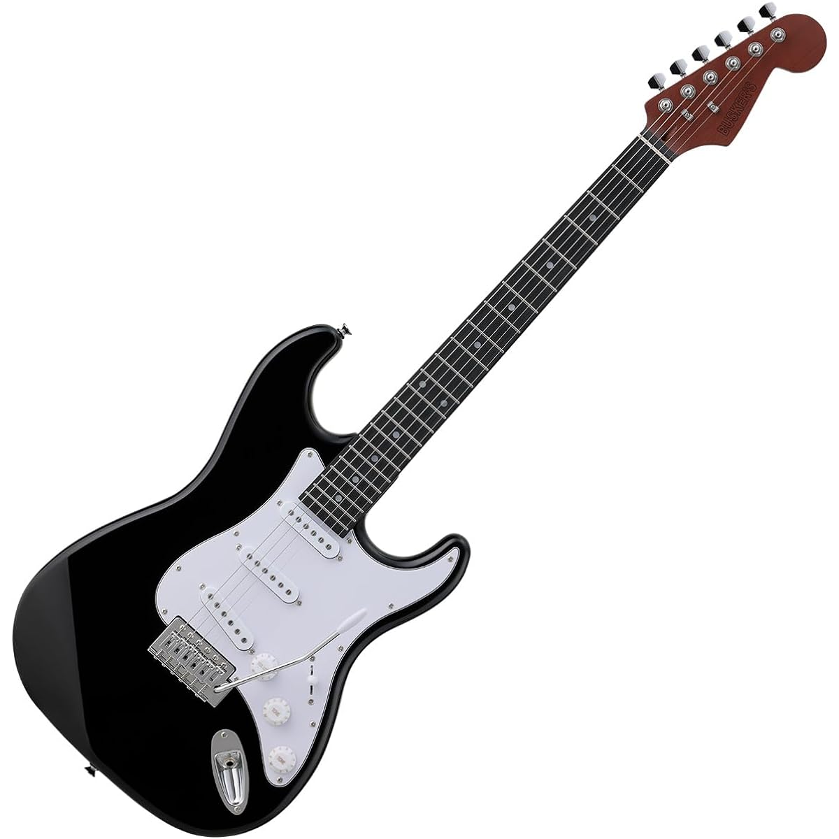 BUSKER'S BST-Standard BLK Stratocaster Roasted Maple Neck Round Edge Frets Electric Guitar Buskers