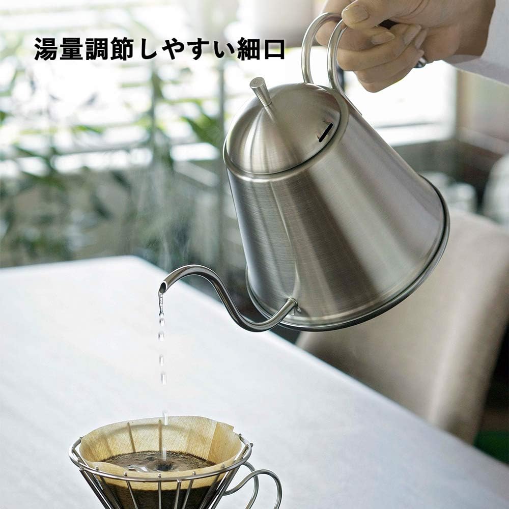 Coffee Tools KOGU Shimomura Planning Drip Kettle Coffee Drip Pot ITTEKI [Made in Japan] Stainless Steel Narrow Mouth Direct Fire IH Compatible 700ml Stainless Steel Handle Outdoor Gift 40438 Tsubame Sanjo