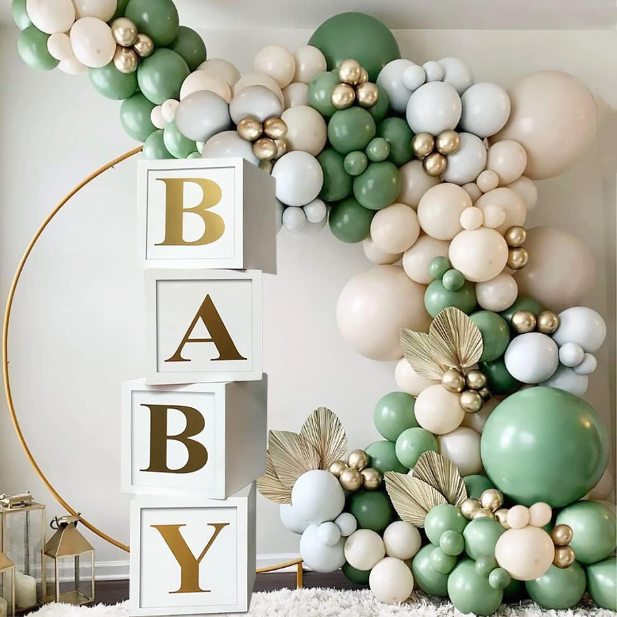 QIFU Baby Shower Decorations Baby Balloon Box Blocks with 30 Letters for Boy Girl 1st Birthday Teddy Bear Baby Shower Bridal Shower Gender Reveal Party Decorations