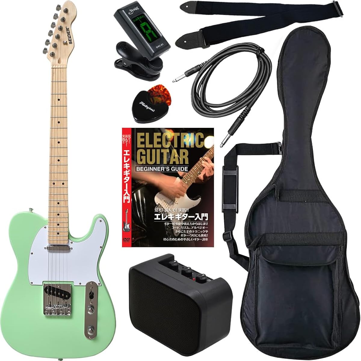 SELDER Electric Guitar Telecaster Type TL-17/SFG Surf Green Beginner's Limited Set