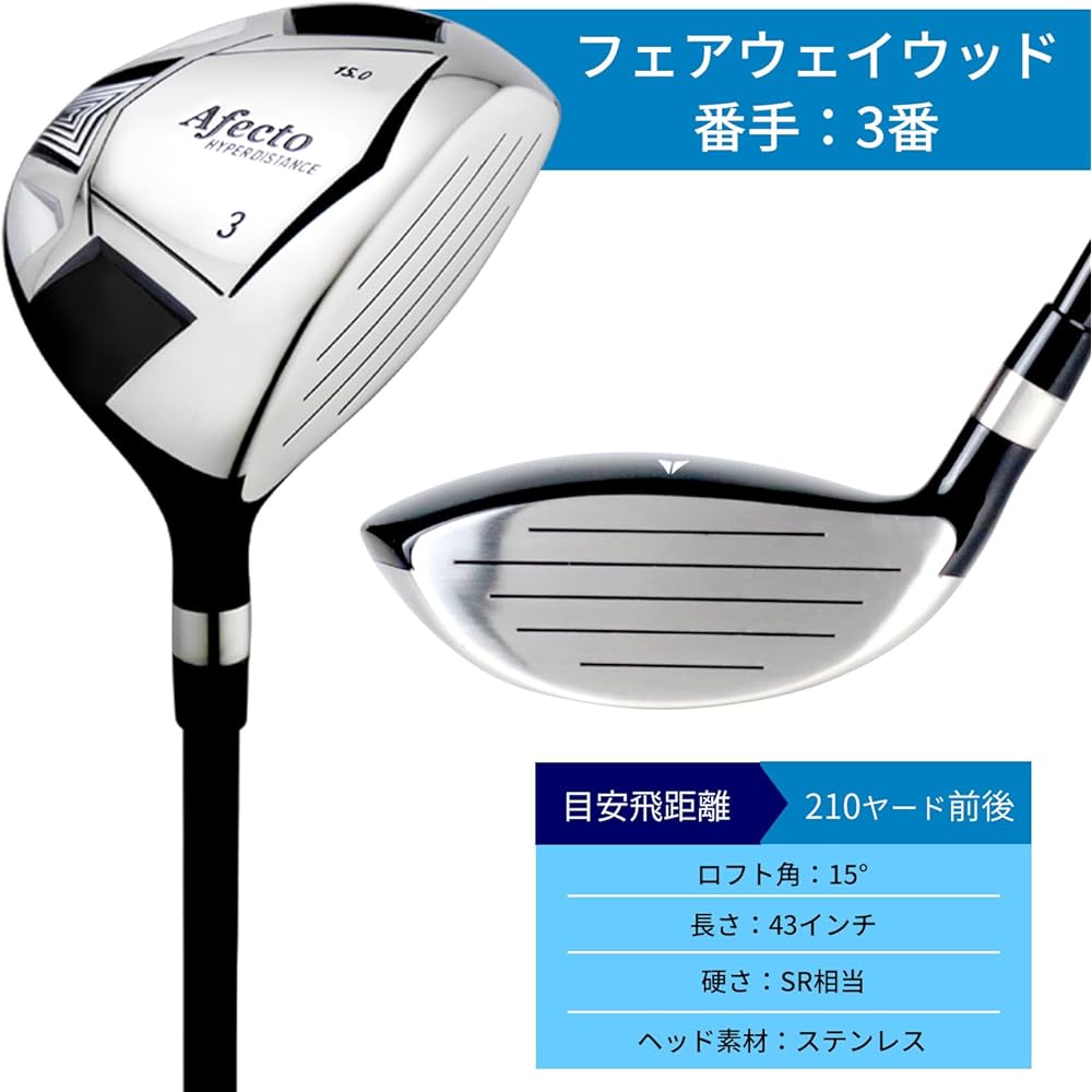 Right-handed Afecto Men's Golf Club Full Set with Caddy Bag, Set of 9 (1W/3W/7U/7I/8I/9I/PW/SW/Putter)
