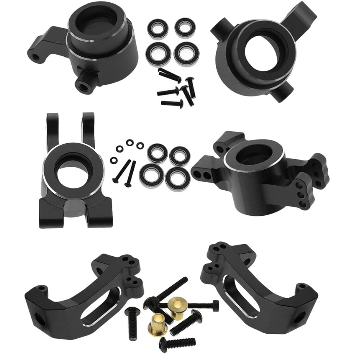 RCMYou RC Alloy Caster Block & Steering Block & Rear Stub Axle Carrier Upgrade Parts for Traxxas 1/8 Sledge 4WD Hops up for Sledge 4WD Monster Truck #95076-4 #9537 #9532 #9552 Black