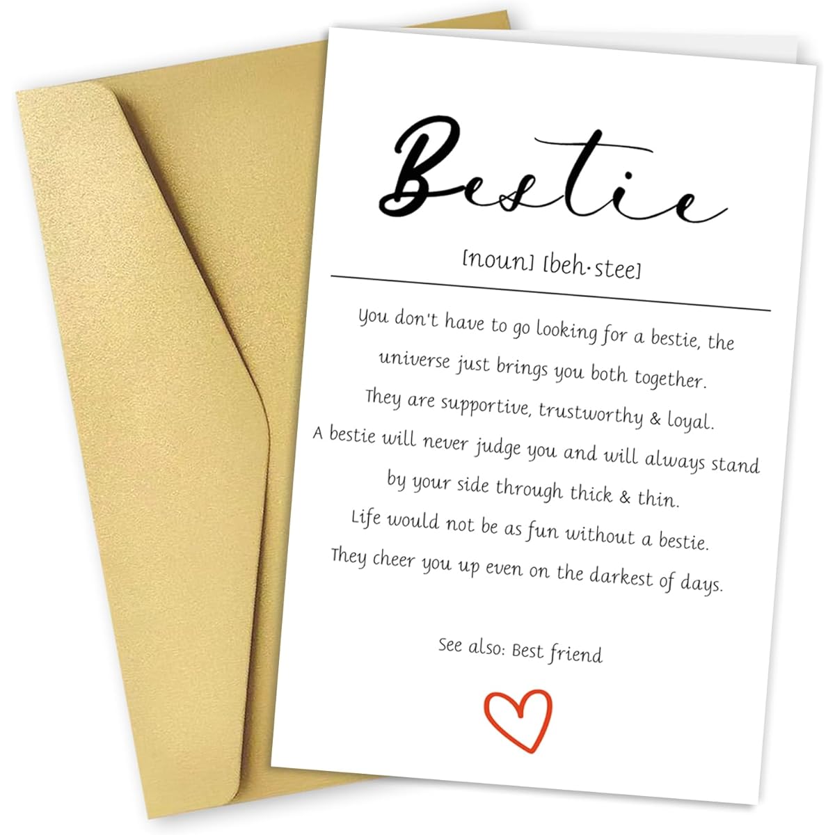 Happy Bestie Birthday Cards for Women, Unique Birthday Cards for Best Friend, Friendship Cards for Her and Girls, Bestie Definition Card, Great Birthday Card Gifts for Female BFF