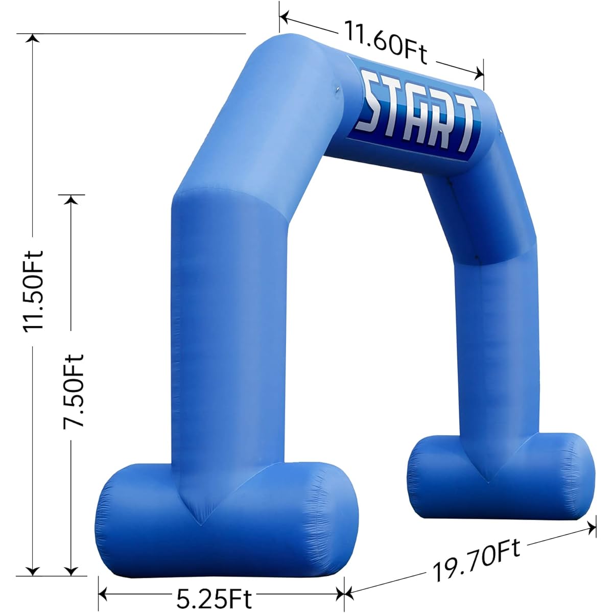 TKLoop 20ft Inflatable Arch Blue Start Finish Line Banner Powerful Blower Hexagonal Inflatable Archway for Racing Outdoor Advertising Commercial