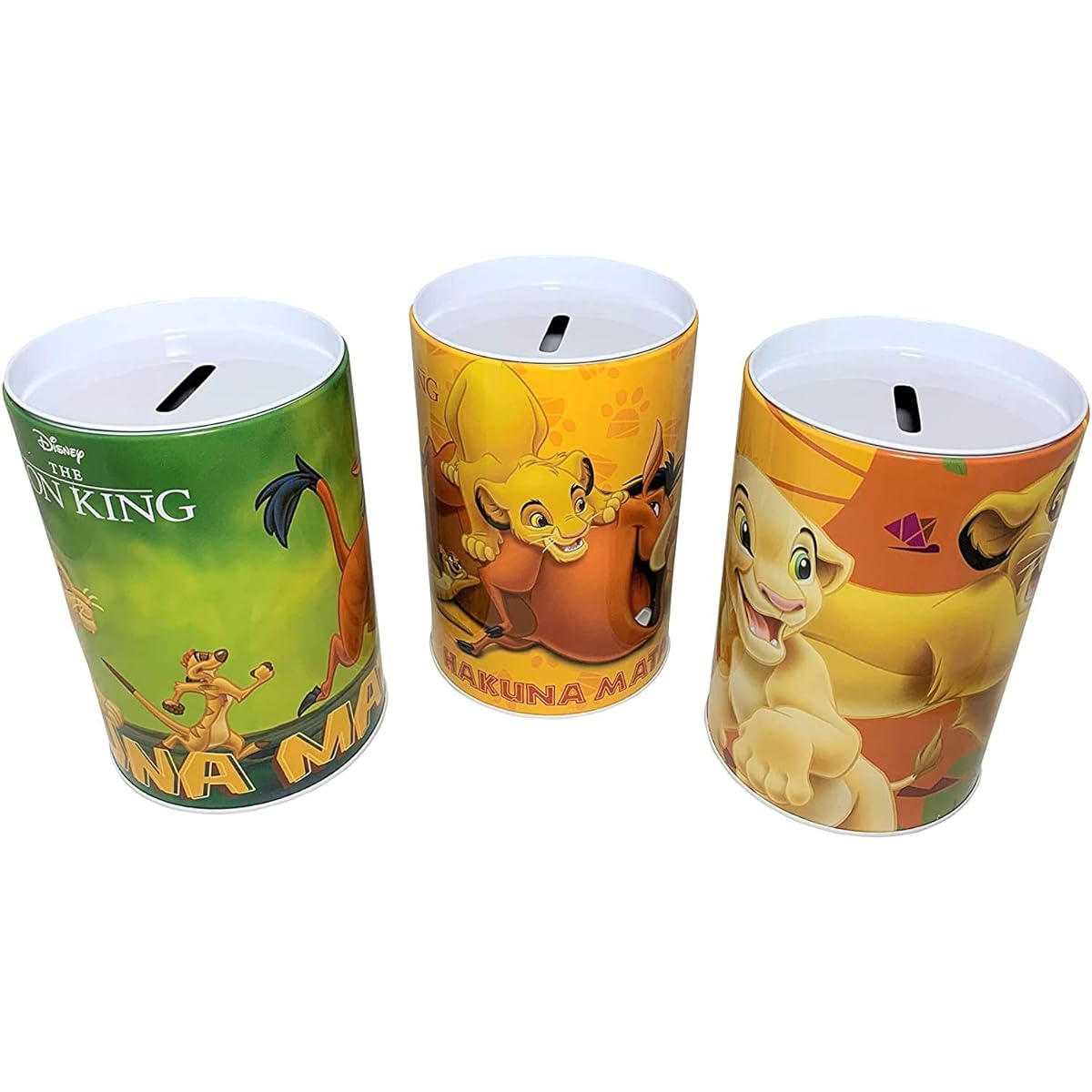 The Tin Box Company Coin Bank Set of 3. Lion King Coin Bank.