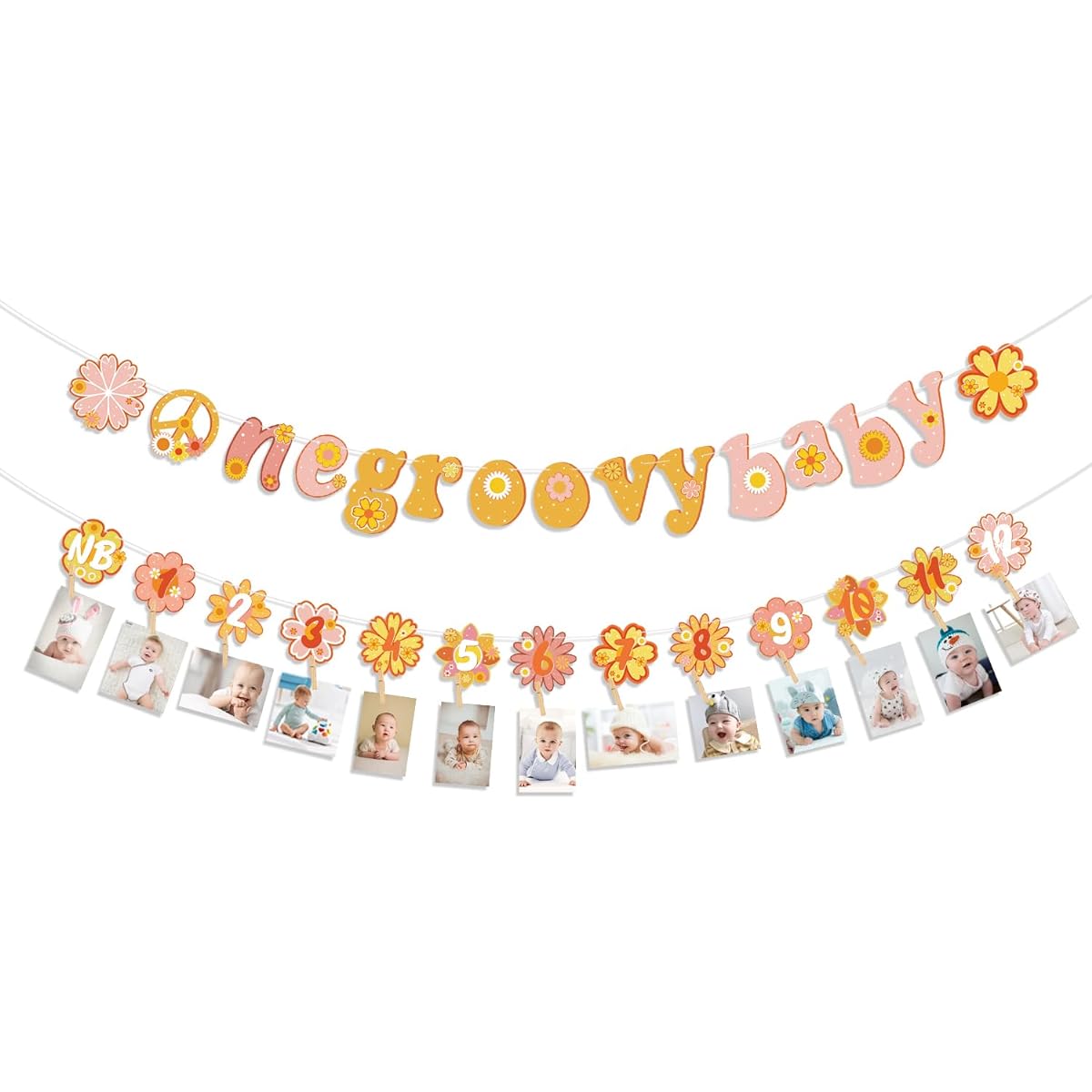 Hippie Groovy 1st Birthday Decorations, 1 Groovy Baby Banner, Retro Daisy Flower Monthly Photo Banner, Retro Hippie Groovy Decorations, Girl's First Birthday Party Supplies
