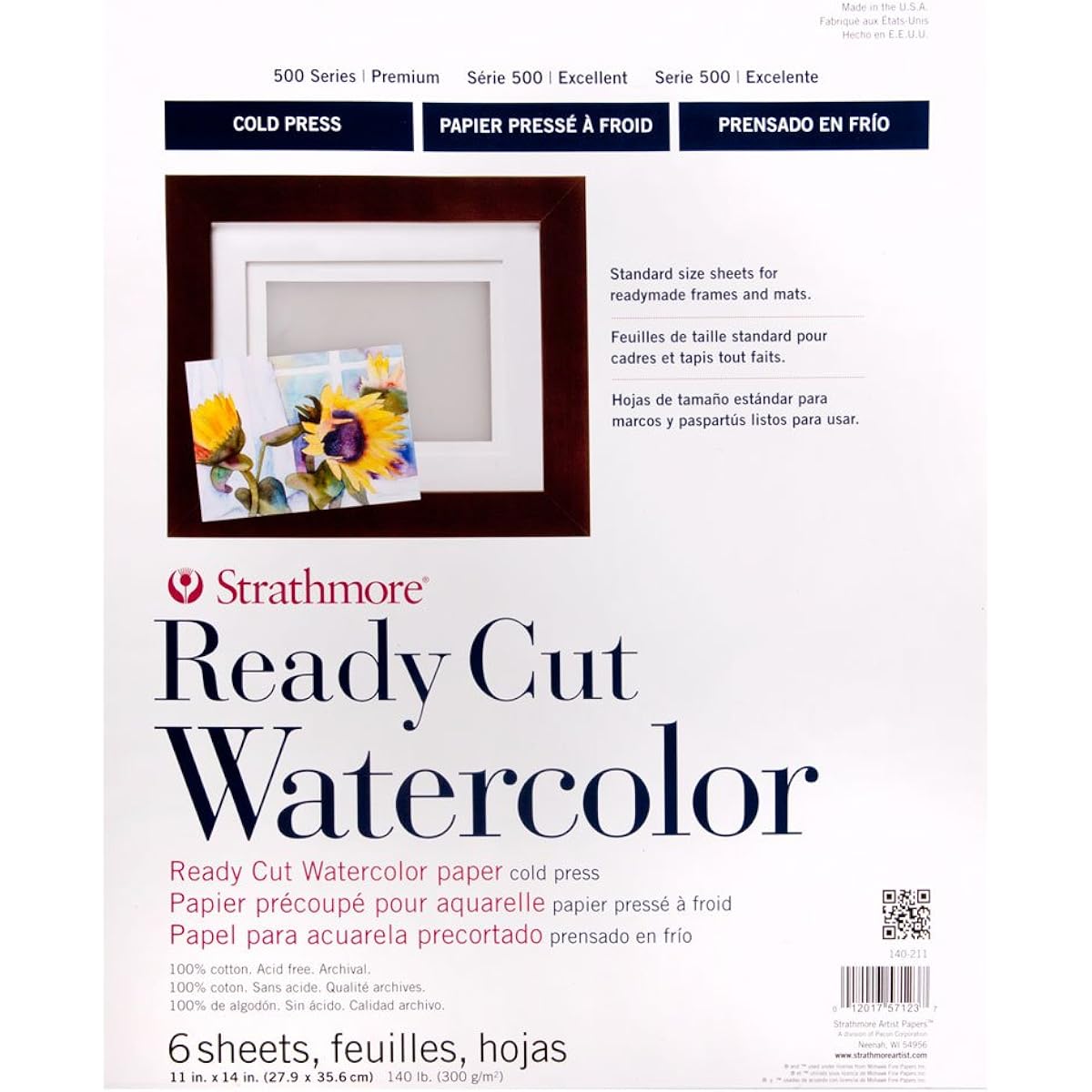 Strathmore 500 Series Ready Cut Watercolor Sheet Pack: Cold Press, 11 x 14 by Strathmore