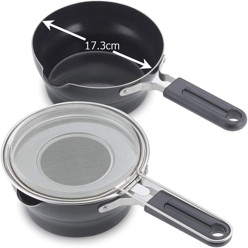 Shimomura Kikaku Made in Japan Tempura Pot 16cm Deep Fried Pot Oil Pot Iron IH Compatible One Hand 41935