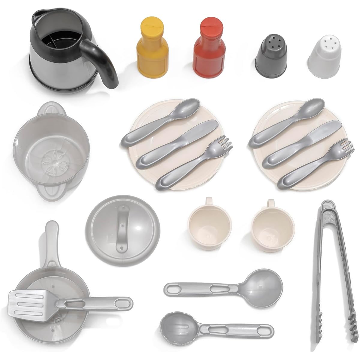 Step2 Quaint Kitchen Pretend Kitchen Set for Kids, Ages 2 and Up, 20 Pieces, Pretend Play, Pots, Pans, Toys, Accessories, Easy Assembly, White