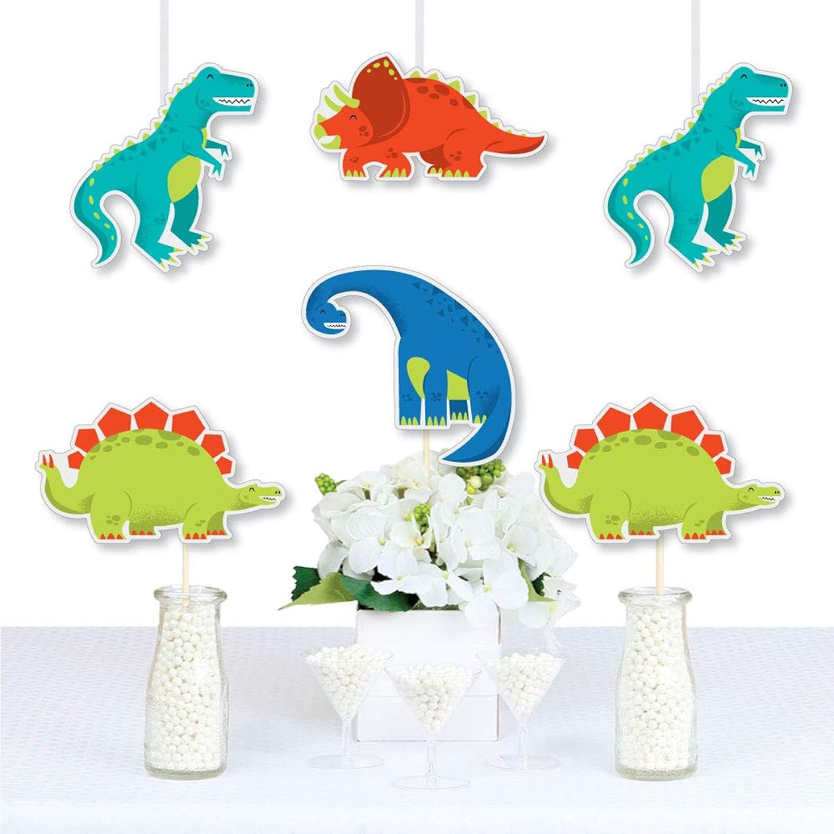 Roar Dinosaur - T-Rex Triceratops Stegosaurus Brontosaurus Decorations DIY Dinosaur Mite Baby Shower Birthday Party Essentials - Set of 20