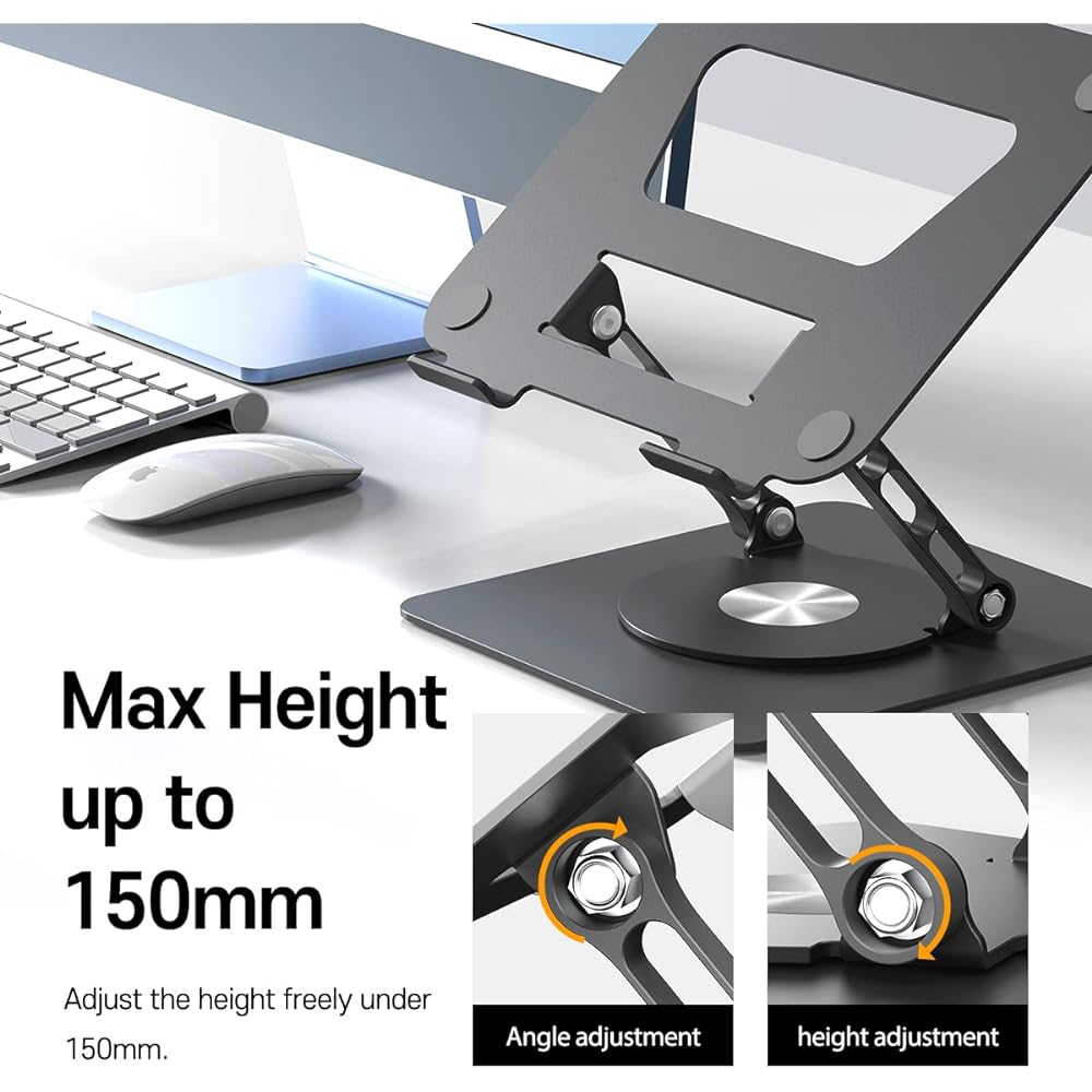 [araree] Note PC/Tablet PC Compatible Stand 360° Rotation Height Angle Adjustable Foldable Laptop Stand Portable Aluminum PC Stand Slim Compact Waste Heat Design PC Computer Stand Prevents Stiff Shoulders [Compatible with Laptops and Tablets 11 to 17.3 i